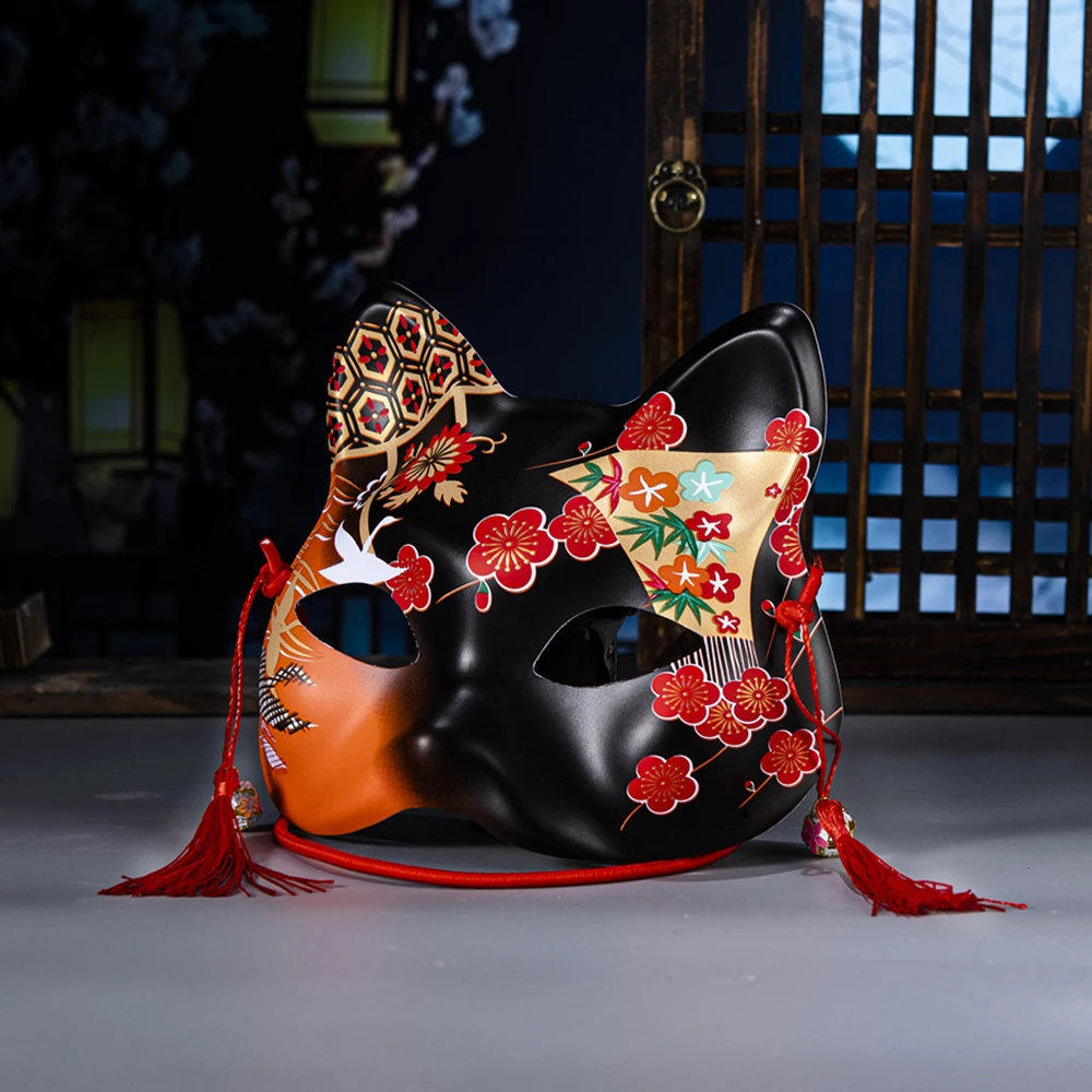 Masque de Cosplay, masque de chat peint coloré, demi-masque de Style japonais pour spectacles sur scène d'anime, Cosplay