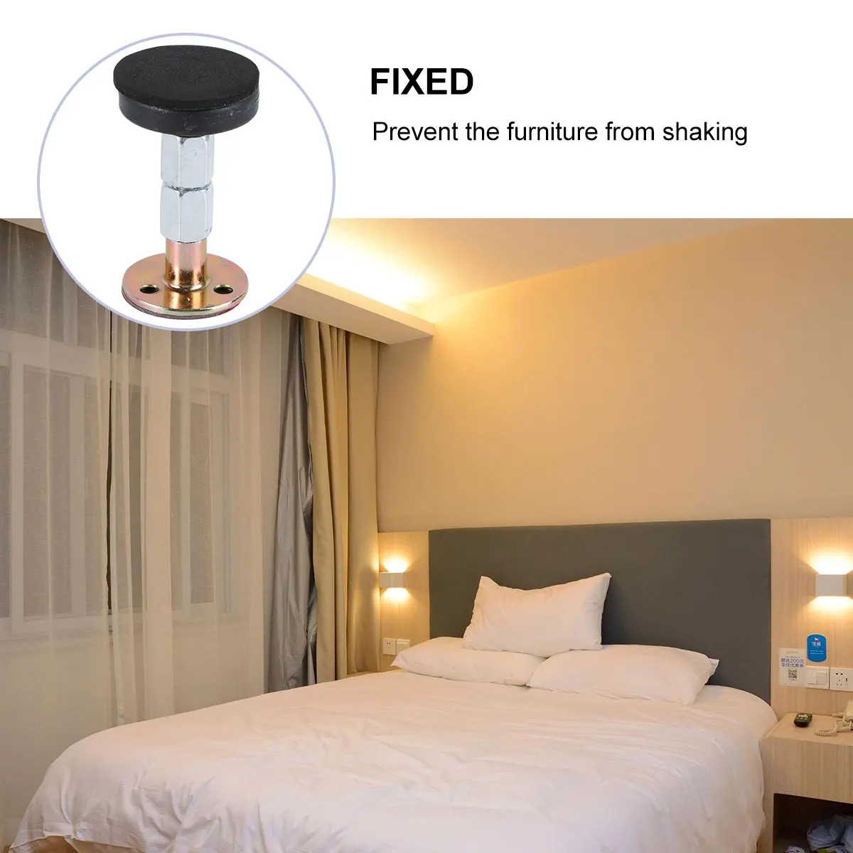 

4pcs Anti-collision Fixer Metal Bedside Stabilizer Adjustable Wall Actuator Home Supplies Anti-slip Tool for Furniture Legs