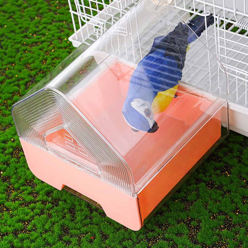Bird Cage Shower Tub Transparent Parrot Bath Drawer Design External Hanging Cockatiels Parakeets Easy Clean Bird Cage Supplies