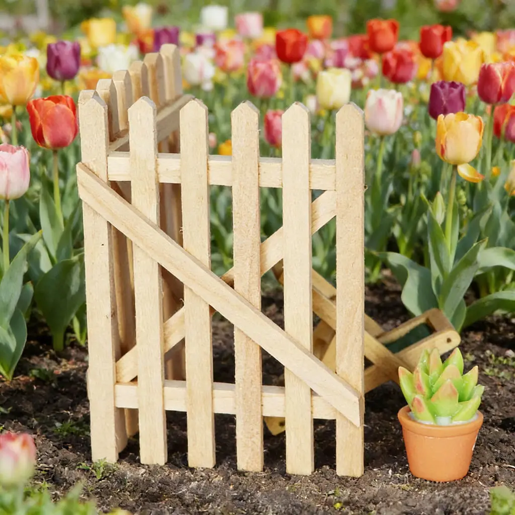 

5pcs 1:12 Dollhouse Mini Wooden Fence - Blank Unpainted Garden Fence & Cross Barrier, Micro Accessory for Doll House Yard