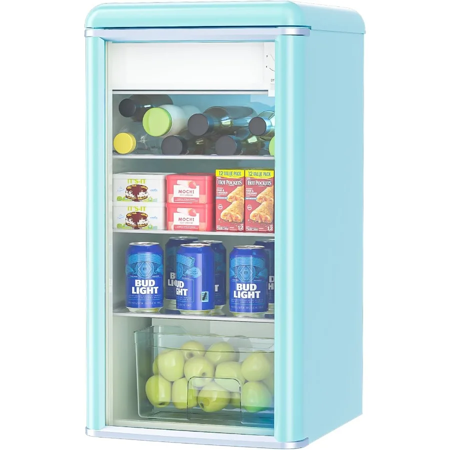 ثلاجة بباب زجاجي مزدوج لمبرد المشروبات بتقنية 4.9 قدم مكعب - تحمل مساحة تجميد سعة 120 لترًا سعة 8 لترًا و5 إعدادات لدرجة الحرارة وغطاء قابل للتعديل