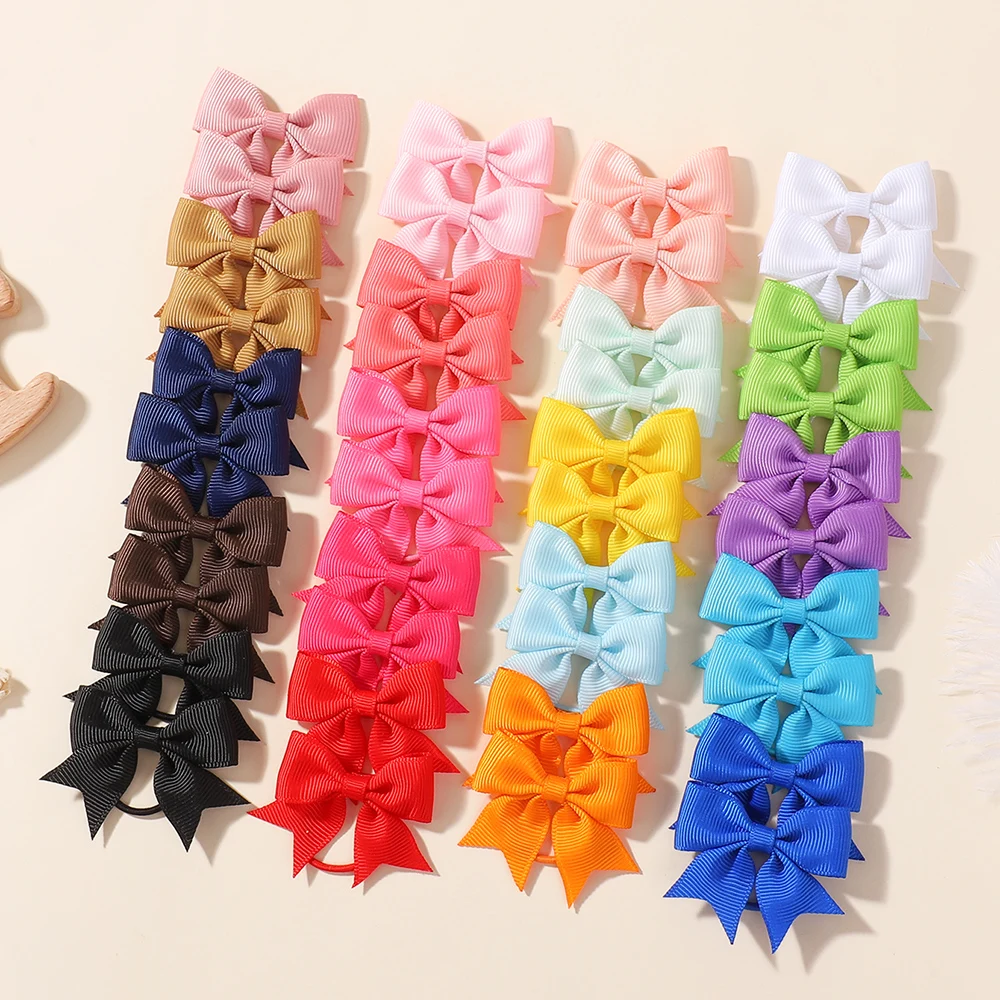 20/30/40 stücke Süße Band Mini Bowknot Haar Gummiband für Baby Mädchen Handgemachte Bögen Haar Krawatten Zopf grosgrain Haar Zubehör