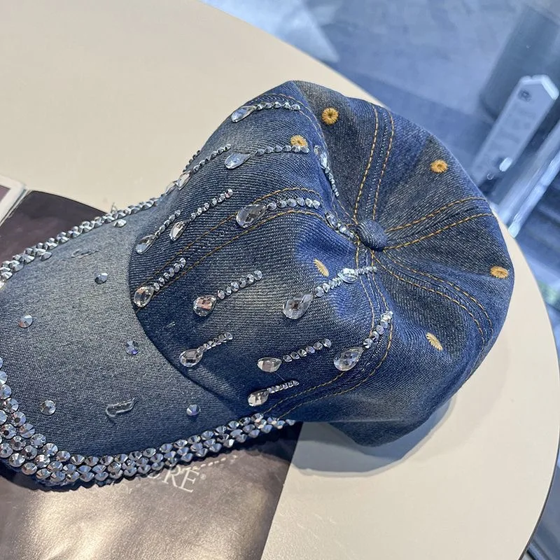 New Style Face-Slimming Baseball Cap for Women, Cross-Border Diamond-Embellished Duckbill Cap, Korean Version, Versatile