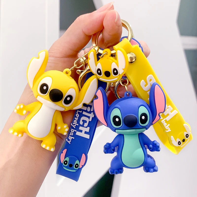 Disney Stitch Toys portachiavi Anime Figure Stitch ciondolo portachiavi Sweet Pink Angel portachiavi Car CartoonBag ciondolo gioielli regalo