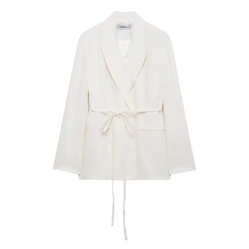 Primavera 2025 Nuevo Conjunto de Moda para Mujeres Jóvenes de 25-35 Años: Chaqueta de Traje de Mezcla de Lino y Plones La...