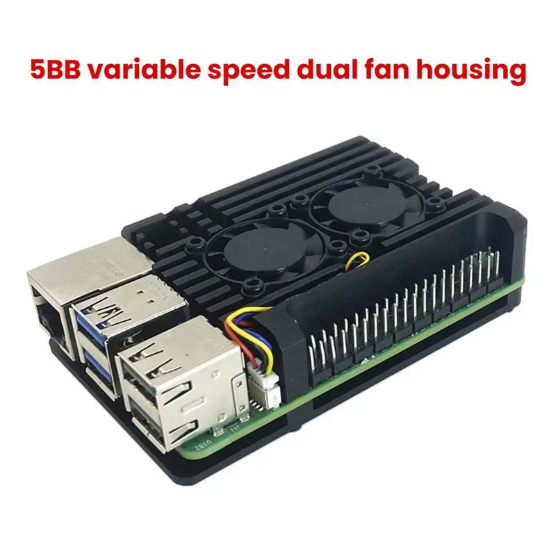 SEWS-Aluminum Alloy Case Cover Cooling Protective Box With PWM Fan For Raspberry Pi 5