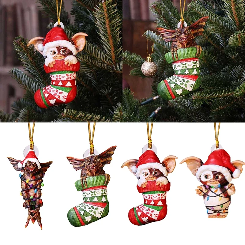 Lindo árbol de Navidad colgantes acrílicos Gremlins Hada calcetines de Navidad adornos de Navidad mosca dragón colgante suministros de decoración del hogar
