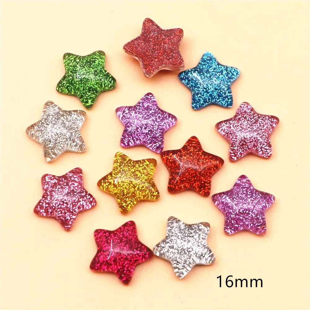 30pcs  Mix Colors Resin Heart/Star/Round Flatback Cabochon DIY Home Garden Hand Craft Scrapbook Decoration Accessories