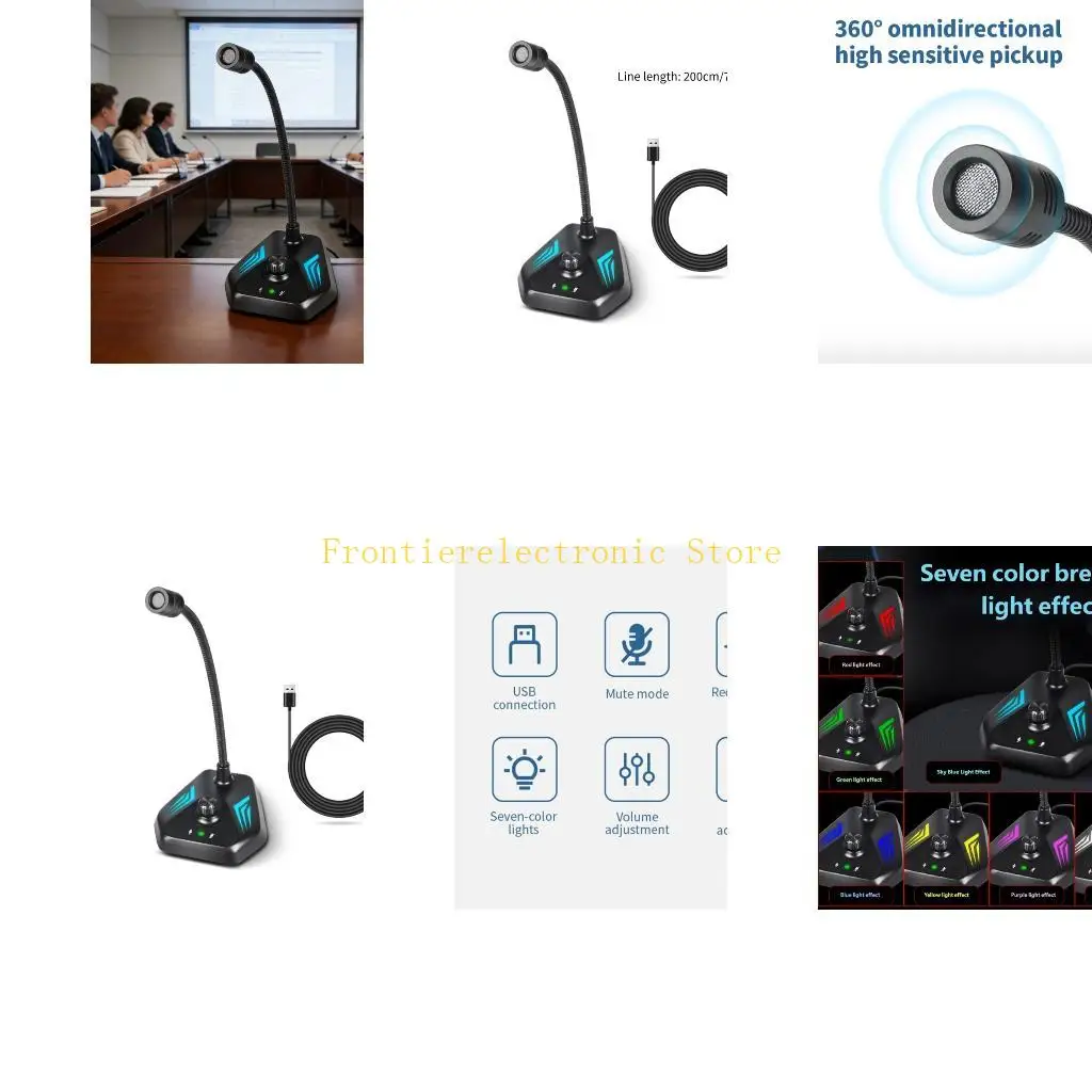 G8DB USB Microphone For Laptops Featuring Noise Reduction Bright with Color Lights