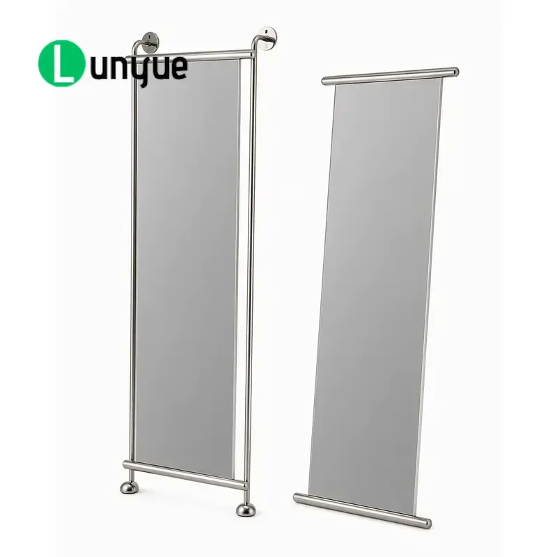 Wholesale Stainless Steel Mid Century Modern Bauhaus Mirror Full Body Reflection Wall Mounted Clothes Hanger for Home Decor