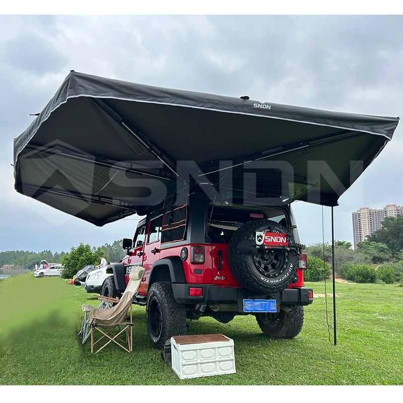 360 Car Awning,2.5M Retractable Folding Outdoor Camping 270 Degree Awning Foxing Awning 270 Degrees Waterproof,With Led Light