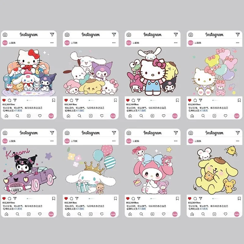 

Sanrio Hello Kitty PVC Transparent Card Pochacco Anime Action Figures Postcard Desktop Decorative Bookmark Kawaii Goods Toy Gift