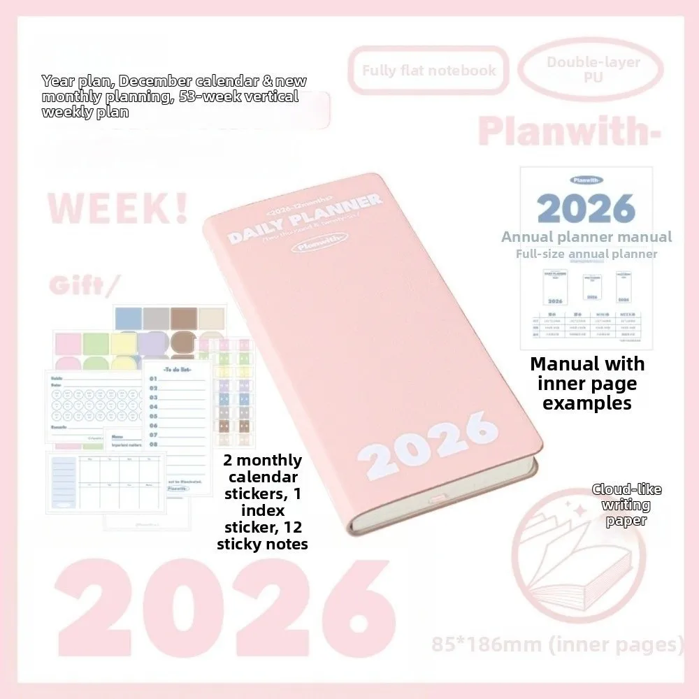 Minimalist Design 2026 Annual Planner Daily Writing Efficiency Manual Month Plan Calendar Monthly Planning