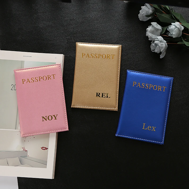 Couverture de passeport personnalisée pour femmes, couvertures de voyage roses avec noms, invitations de mariage pour filles