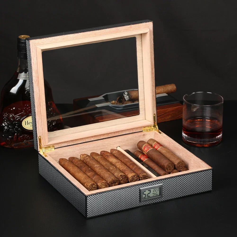 GALINER Humidor Cigar Box Luxury Case Cedar Wood With Portable Hygrometer Digital Humidifier Outdoor Cigar Case Travel