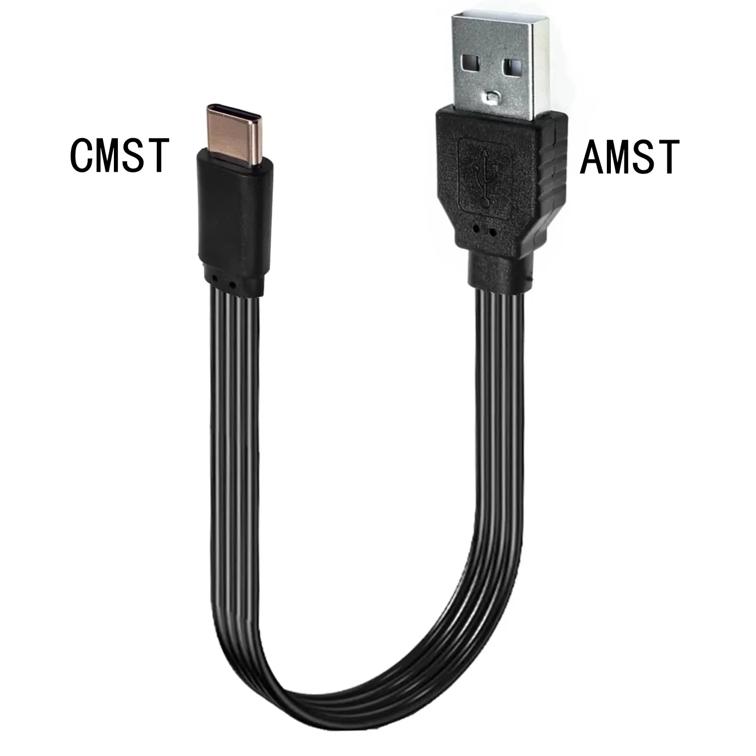 Flat USB data loading type-c connector, 10cm 20CM 30CM short cable, 100cm tablet, 50cm, top, bottom, left, right 90 degree angle
