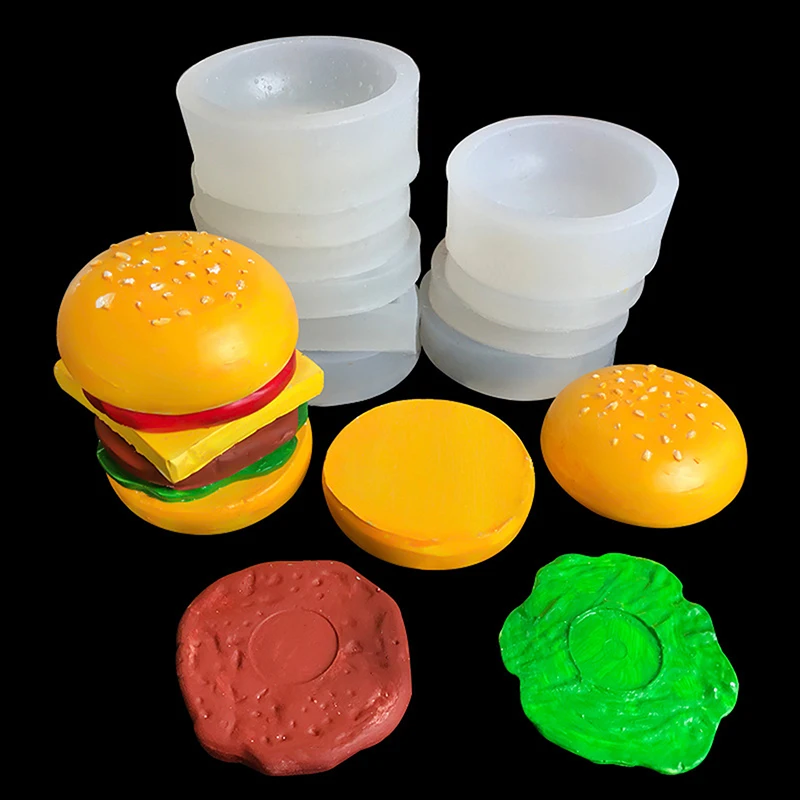 Simulation Hamburg Mold Mini Candle Silicone Mold French Fries Modeling Candle Plaster Mold Baking Mould DIY Toy Kitchen