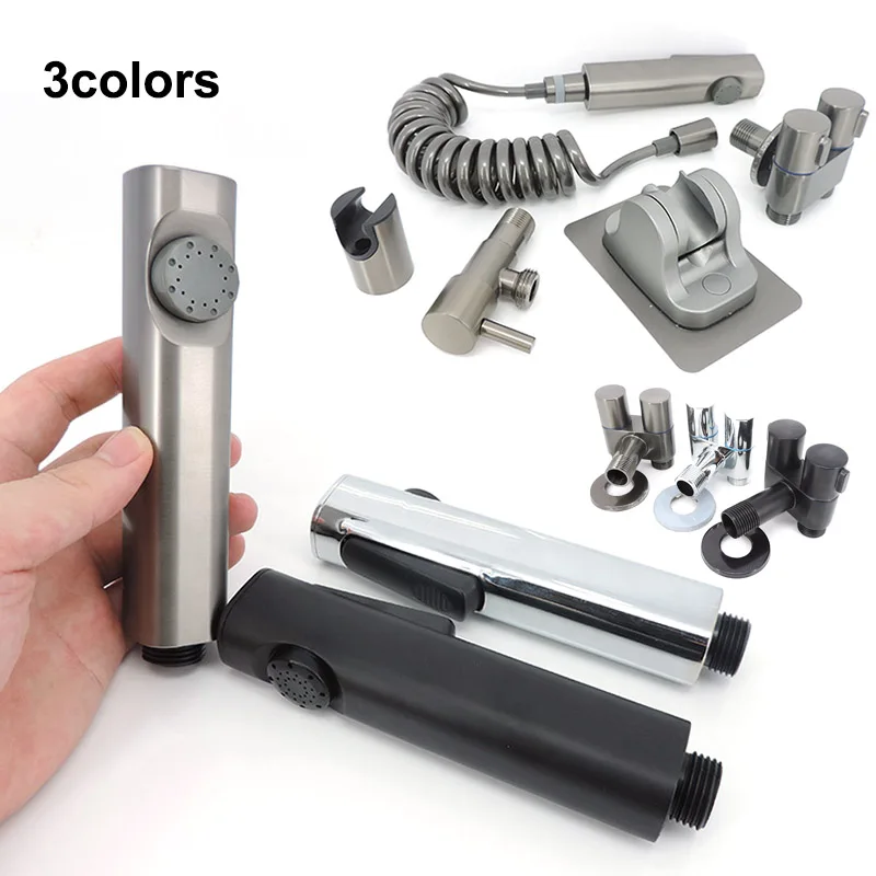 3colors Handheld ABS black grey silver Toilet Bidet Faucet Sprayer wc Bathroom Toilet Self Clean Shower Head water hose valve a1