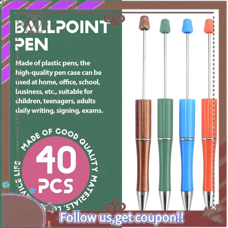 ABBG-40Pcs bolígrafo con cuentas bolígrafo de plástico DIY regalo personalizado escuela materiales de escritura para oficina papelería regalo de boda