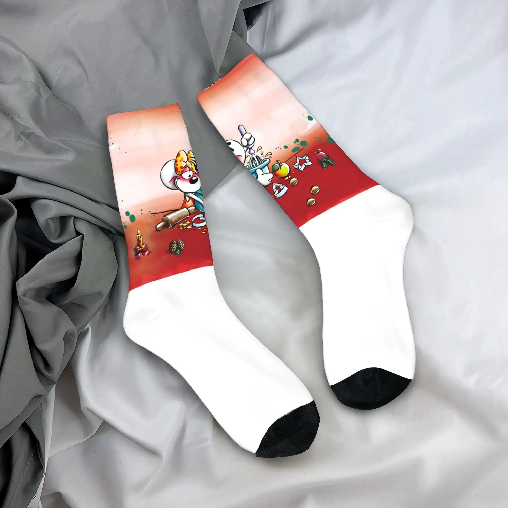 عيد الميلاد Diddl الجوارب الجرافيك جوارب المضادة للانزلاق الكبار الرجال الجوارب عالية الجودة الخريف مضحك جوارب رياضية في الهواء الطلق