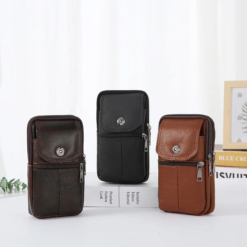 Crossbody Sling Bag for Men – Leather Waist Pack Cell Phone Holster, Business Casual Phone Pouch with Adjustable Strap - view 3
