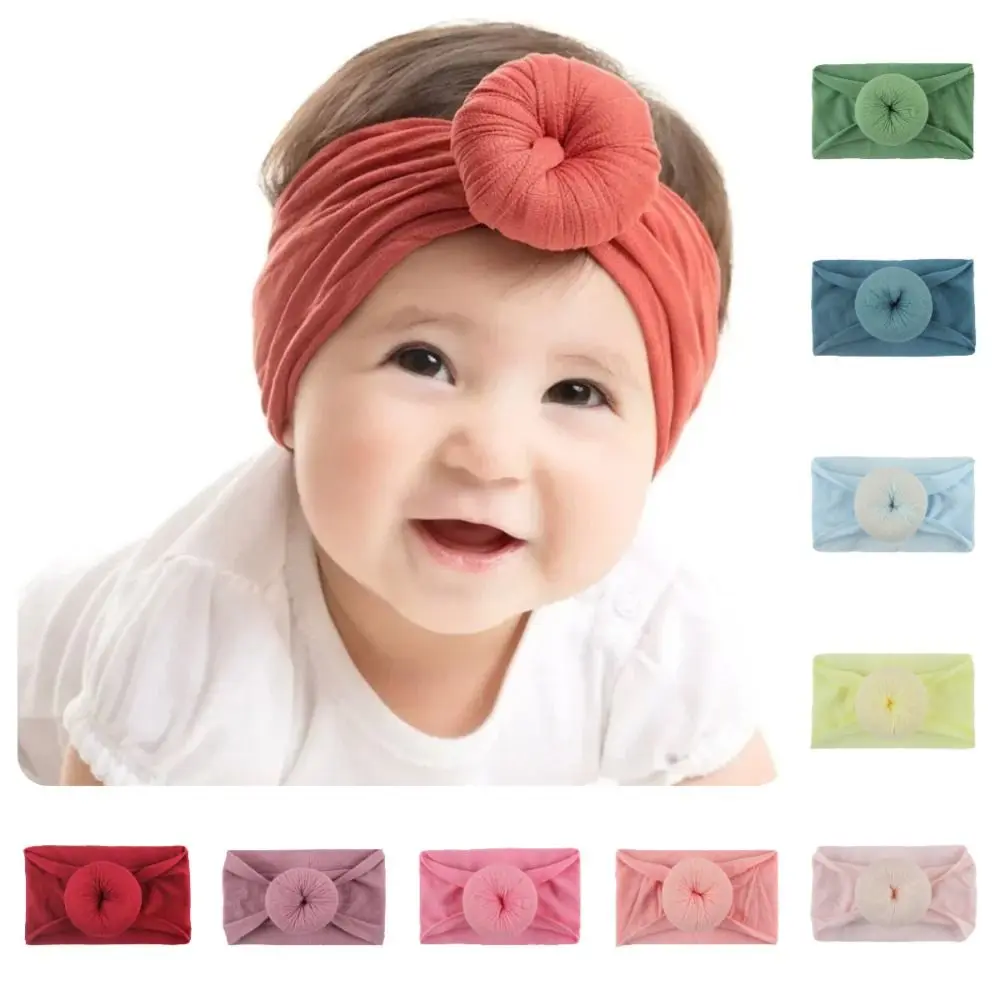 귀여운 도넛 아이 머리 장식 패션 와이드 소프트 나일론 아기 머리띠, 탄성 코튼 헤어 밴드, 사진 소품