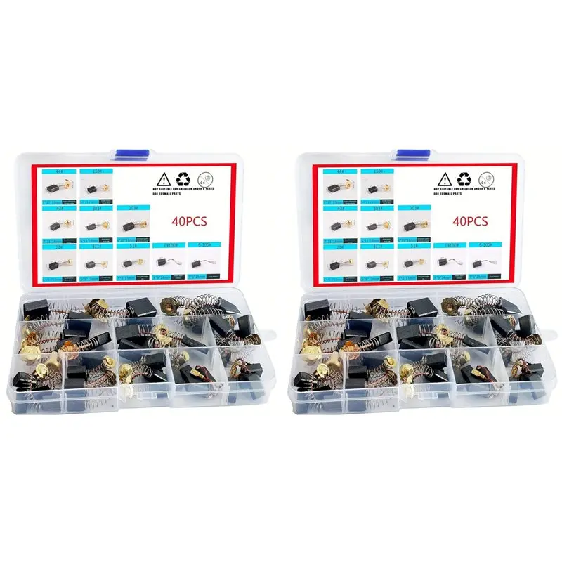 

80Pcs Electric Motor Carbon Brushes 10 Models Of Carbon Brushes Suitable For Repair Power Tools Part-A57X
