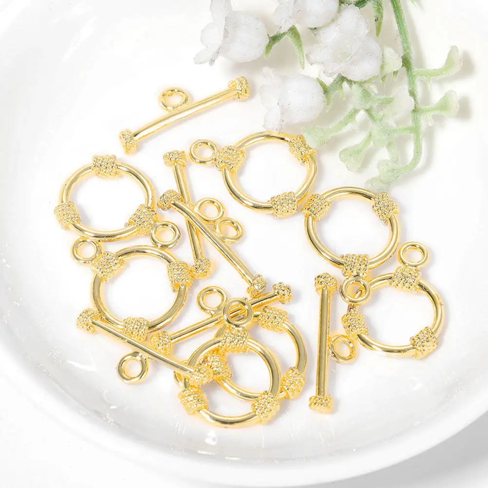 

4Sets Copper Gold Plated Ot Clasp Toggle Jewelry Clasp for DIY Necklace Bracelet Making Supplies T-Bar Closure Connectors