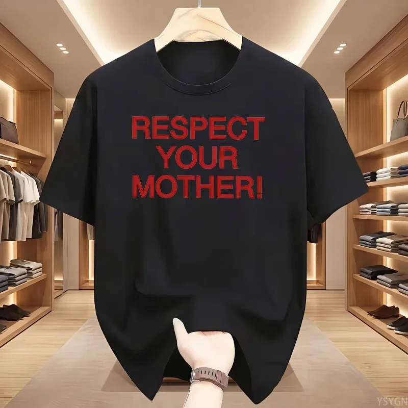 Respect Your Mother Retro Y2K T-Shirt Funny Mother's Day Gift Women Kids Cotton Crewneck Short Sleeve Modern Trendy Tee