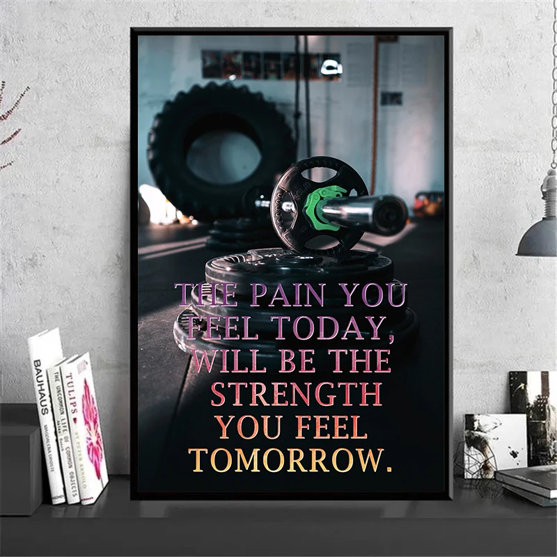 Fitness Posters Motivational Inspirational Quotes Prints Canvas Painting Bodybuilding Wall Art Picture for Office Gym Home Decor