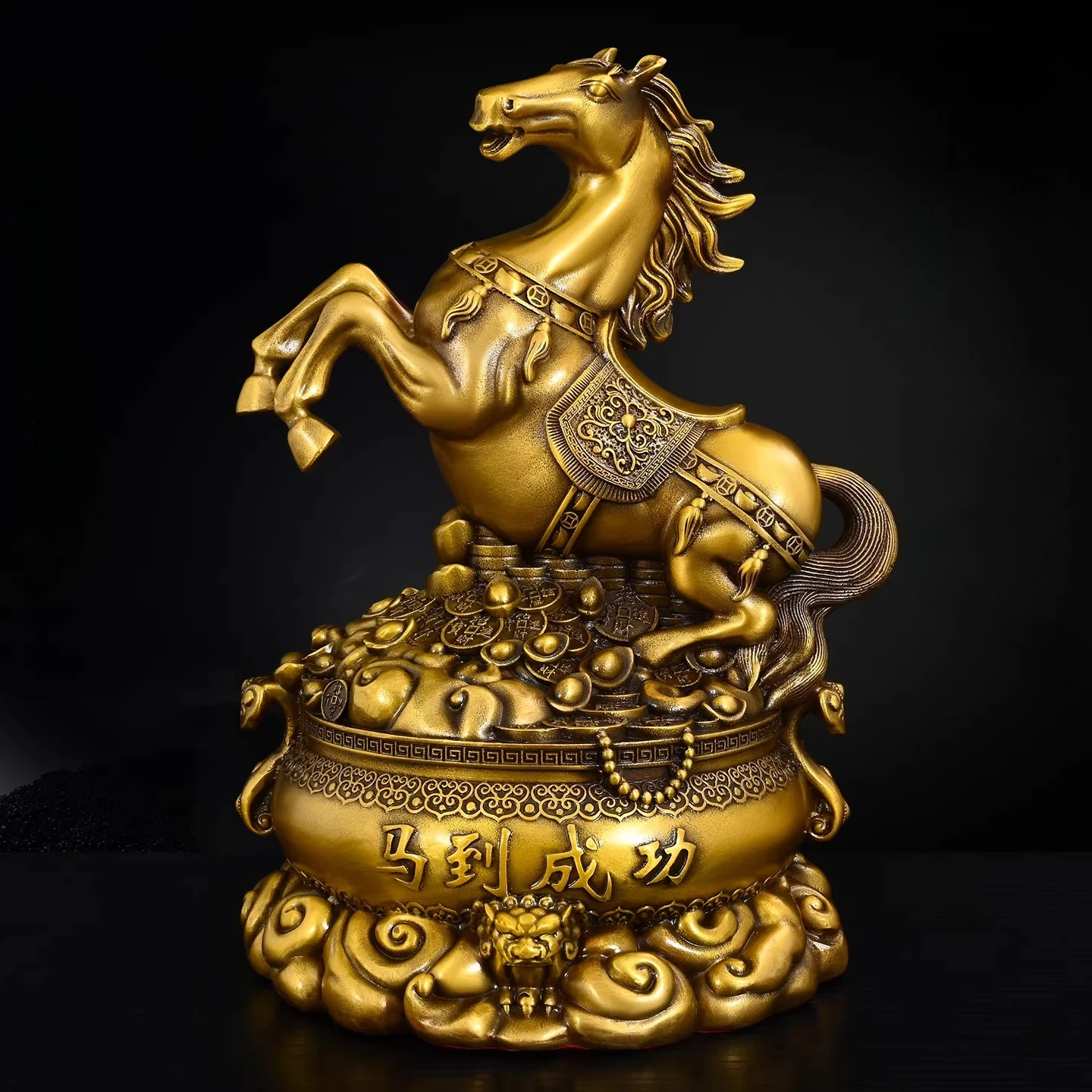 

Lucky Brass “Horse of Success” Figurine Yuanbao Home Living Office Desk Ornament