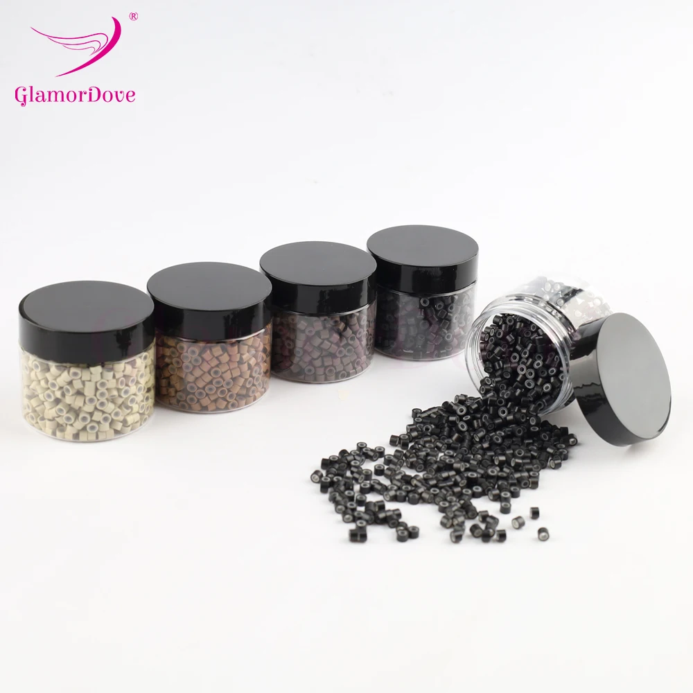 GlamorDove 1000 Stück 4 mm Mikroringe für Haarverlängerungen, Mikrolinks für Haare, mit Silikon ausgekleidete Haarverlängerungsperlen, Werkzeuge, Zubehör – Detail 9