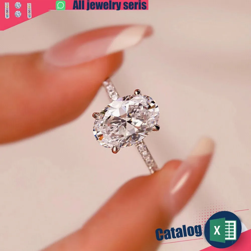 Light Luxury European and American Four-claw Flash Diamond Ring Large Carat Oval Pigeon Egg Ring for Women 2025