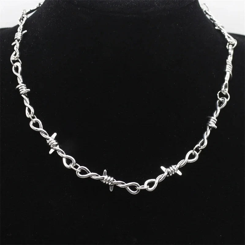 New Tiny Wire Thorns Iron Unisex Necklace Ladies Hip-Hop gothic punk Style Barbed Wire Small Thorn Chain Collar Gift