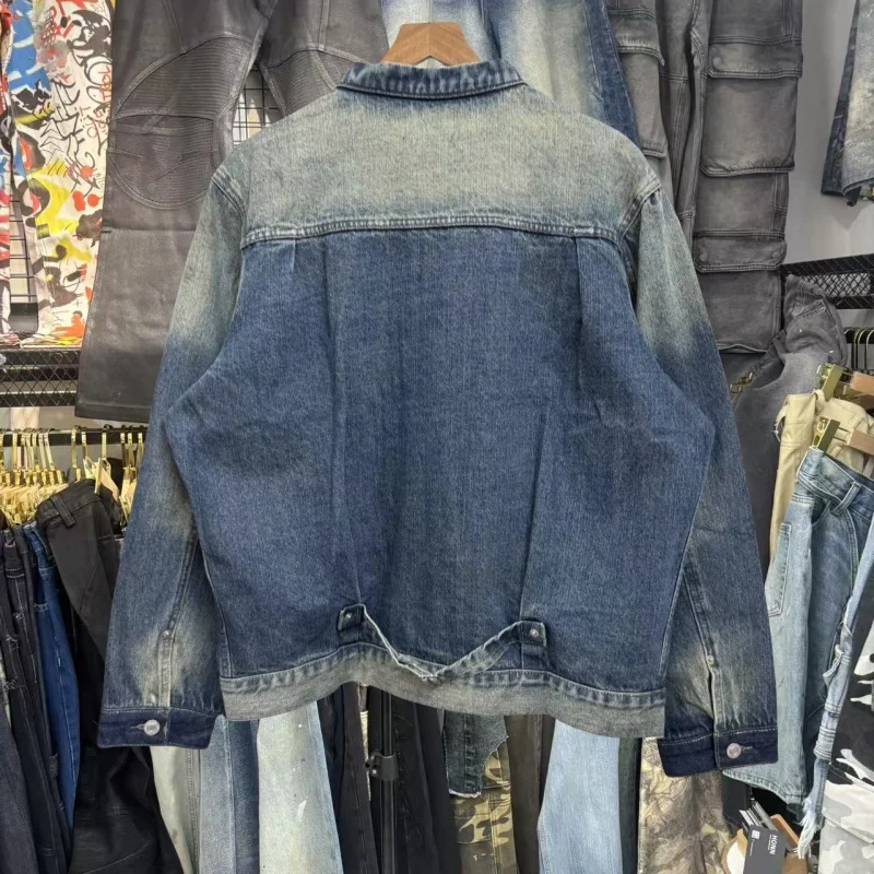 

Waed out American ERD Depred Rich Second Generation Jeans Jaet Loose ex Trendy Youth Casual Long Sve Coat