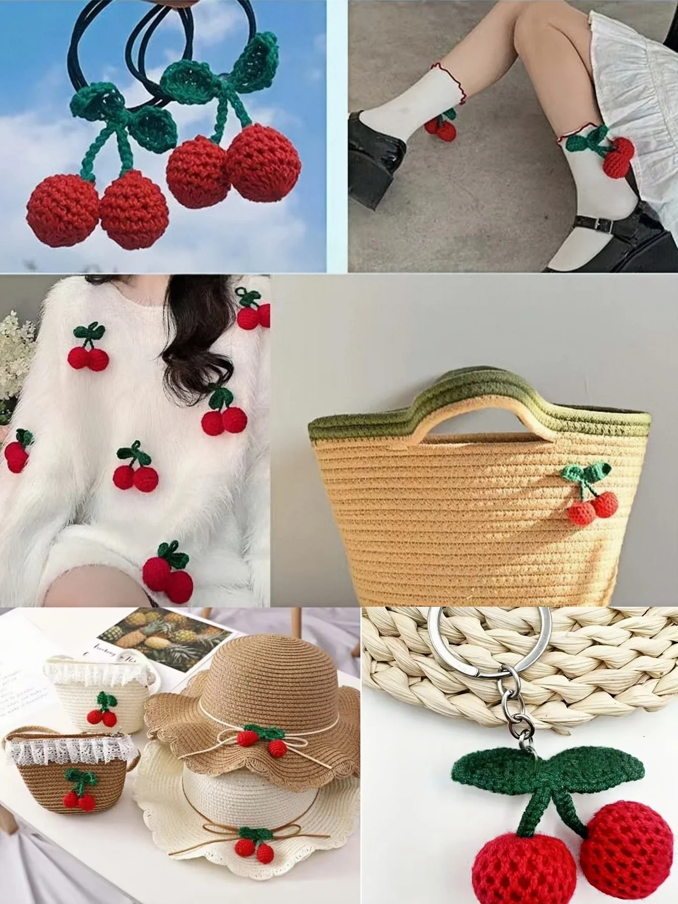 10/20 قطعة محبوك الكرز هوك النسيج DIY الحلي الحرفية لوازم الملابس قبعة الحذاء مفتاح سلسلة القرط ديكور قلادة الديكور