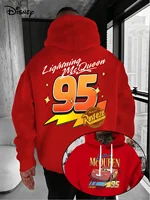 Disney Cars Lightning McQueen Sudadera con capucha para hombre Otoño Invierno Casual Jersey Unisex Sudadera Chándal Ropa Sudadera con capucha de gran tamaño
