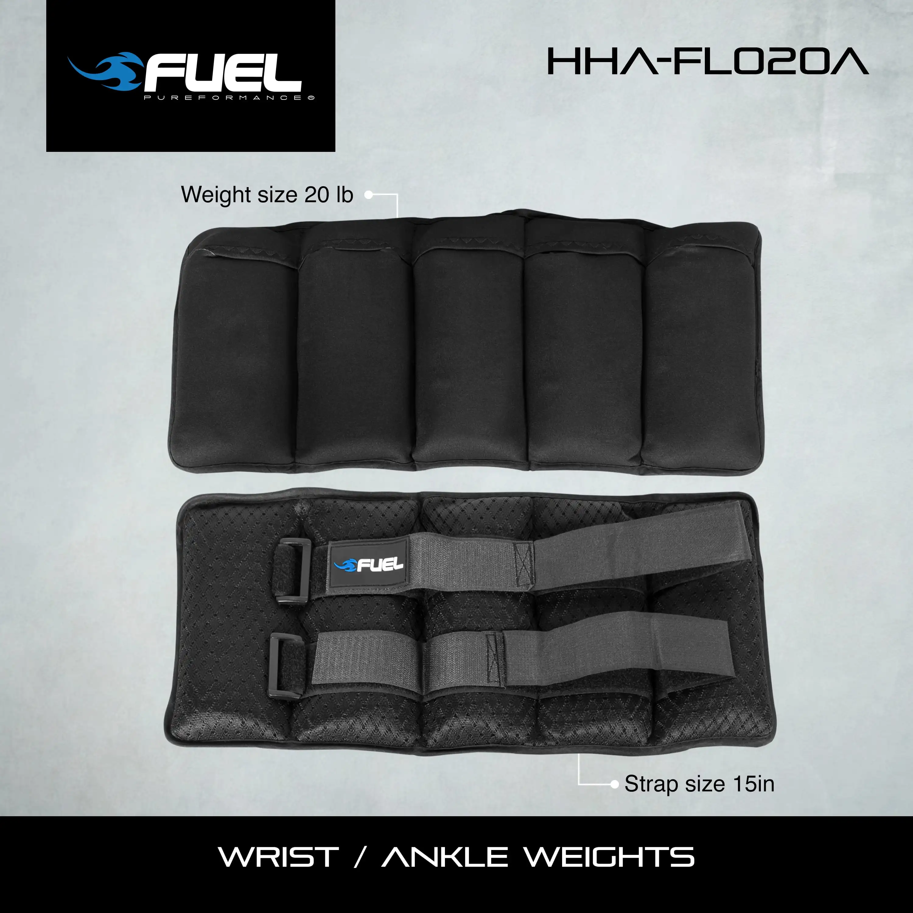 Fuel Pureformance Adjustable Wrist/Ankle Weights, 10-Pound Pair (20 lb total), security protection