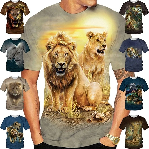 Cool Lion Tiger 3D Printed Couple T shirt Unisex Summer Fashion Animal Short Tops AliExpress