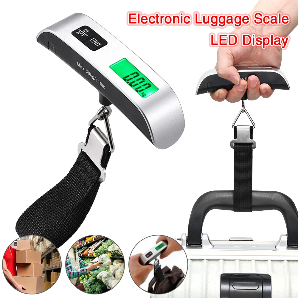 Portable Scale Digital LCD Display 110lb/50kg Electronic Luggage Hanging Suitcase Travel Weighs Baggage Bag Scale Weight Balance