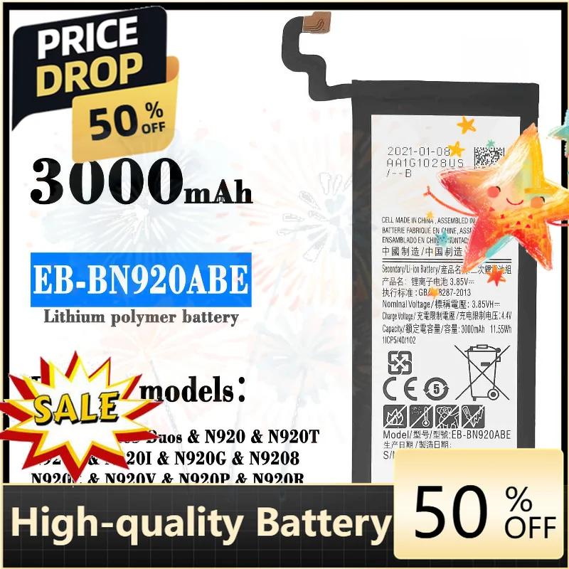 SWZY New EB-BN920ABE 3.85V 3000mAh Battery For Samsung Galaxy Note 5 SM-N920 N920F N920T/A N920G N9200 N920G/DS N9208 +Free Tool