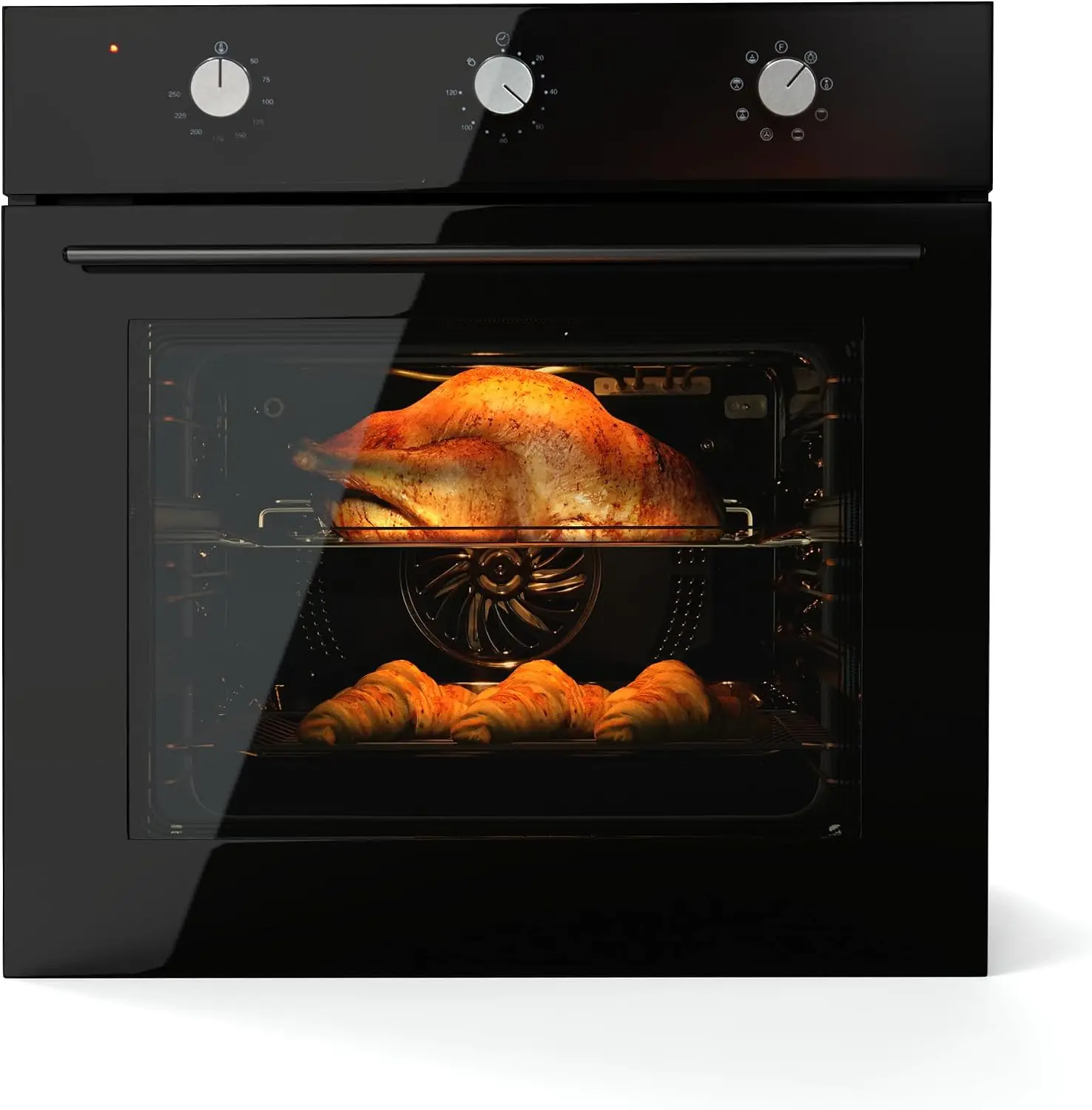 Electric Built-In Single Wall Oven 24 Inch, 3D Convection with 8 Cooking Functions, 2.5 Cu.Ft Capacity, Stainless Steel, Mechani
