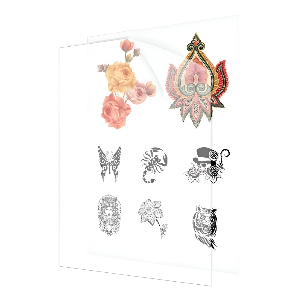 5 Sheets A4 DIY Art Tattoos Paper Color Inkjet Water Transfer Paper for Inkjet/Laser Printers Tatoo Men Women Children