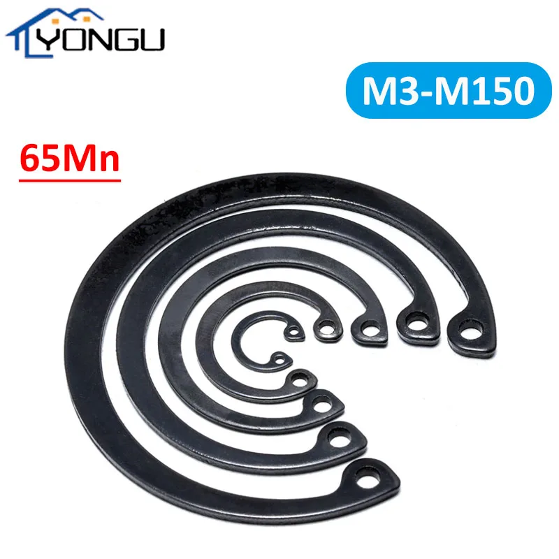 

Black 65Mn steel Internal External Retaining Rings Circlips C-clip Washers Snap Retaining Ring For Holes M8 M9 M10 M11 M12-M150