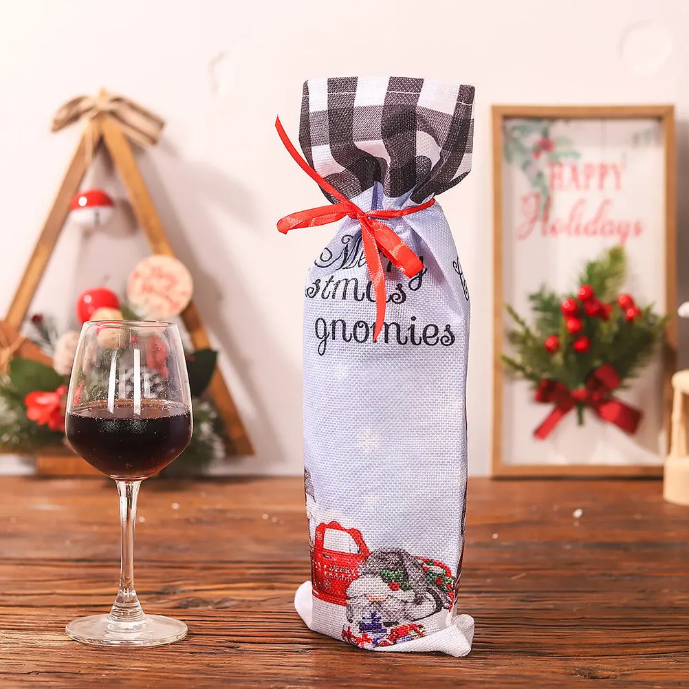 

2Pcs Foldable Christmas Wine Bottle Covers Delicate Bottle Sleeves Decorative Wine Decor Party Supply Christmas Party Favor
