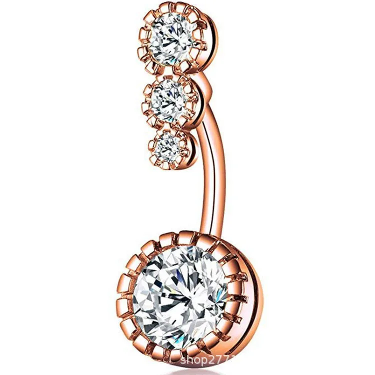 1PC Stainless Steel Belly Button Rings Round Crystal CZ Dangle Navel Ring Belly Piercing For Women Sexy Body Jewelry Ombligo 14G