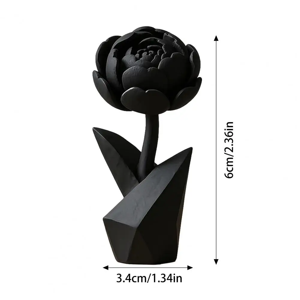 Flower Figurine 3d Printed Black Peony Figurine Small Flower Ornament for Office Desk Executive Tabletop Decor Room Bedroom
