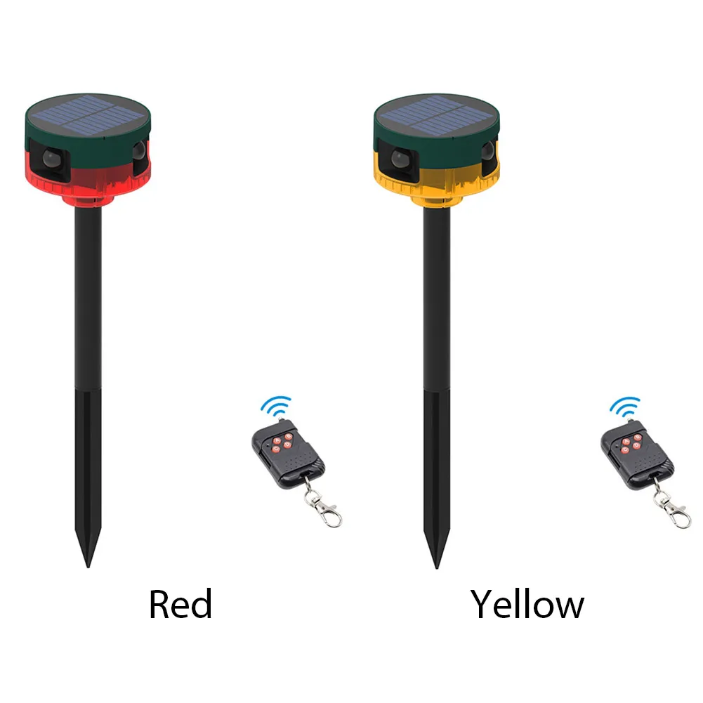 

Bird Repeller Solar with Flashing Light 1200mAh Wild Animal Deterrent Wireless Remote Control Recordable IP55 for Farms Orchards