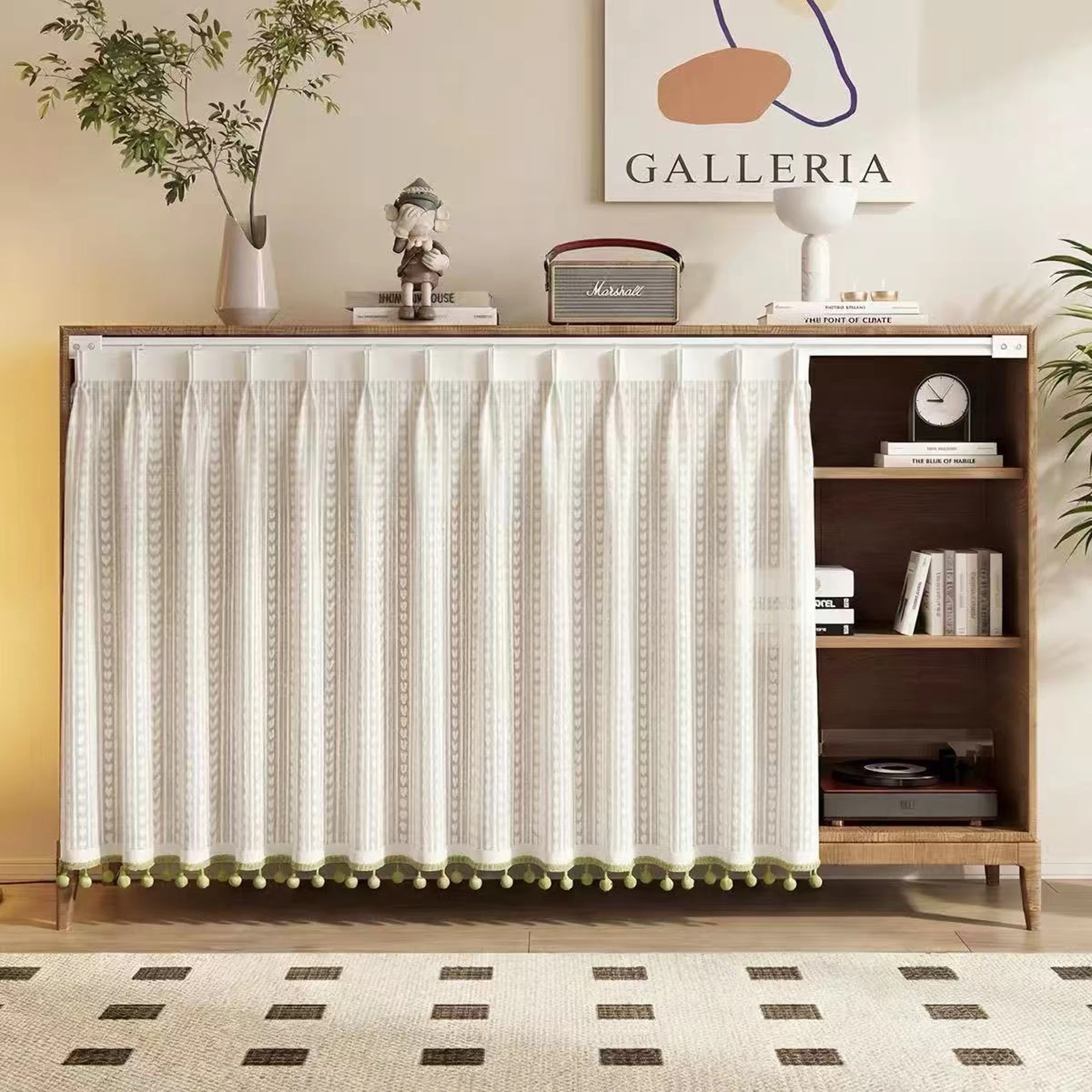 Cozy Cabinet Cover Curtain Korean-style Cabinet Without Doors Shoe Cabinet Miscellaneous Bookshelf Magic Tape Dust-proof Screen