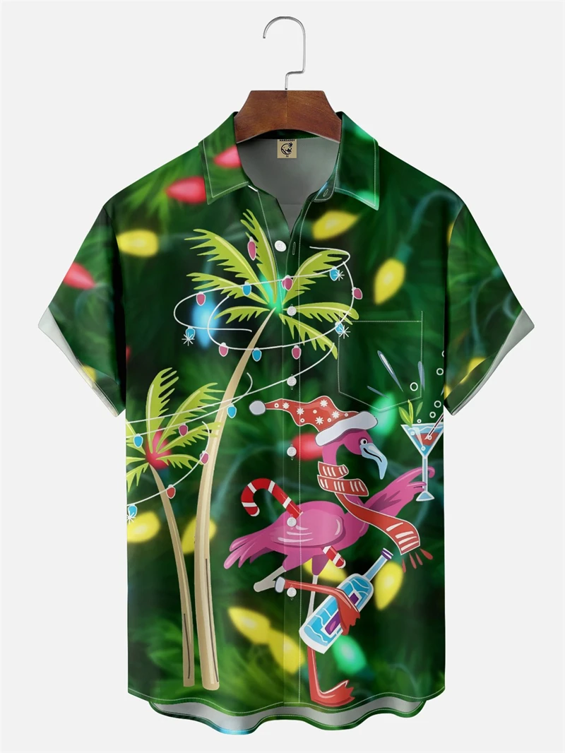 

Костюм с 3D принтом рождественской елки, пляжные рубашки для мужчин и женщин, гавайская рубашка с короткими рукавами и лацканами, модные рубашки для отпуска на пуговицах